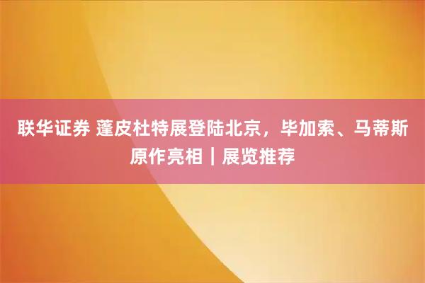 联华证券 蓬皮杜特展登陆北京，毕加索、马蒂斯原作亮相｜展览推荐